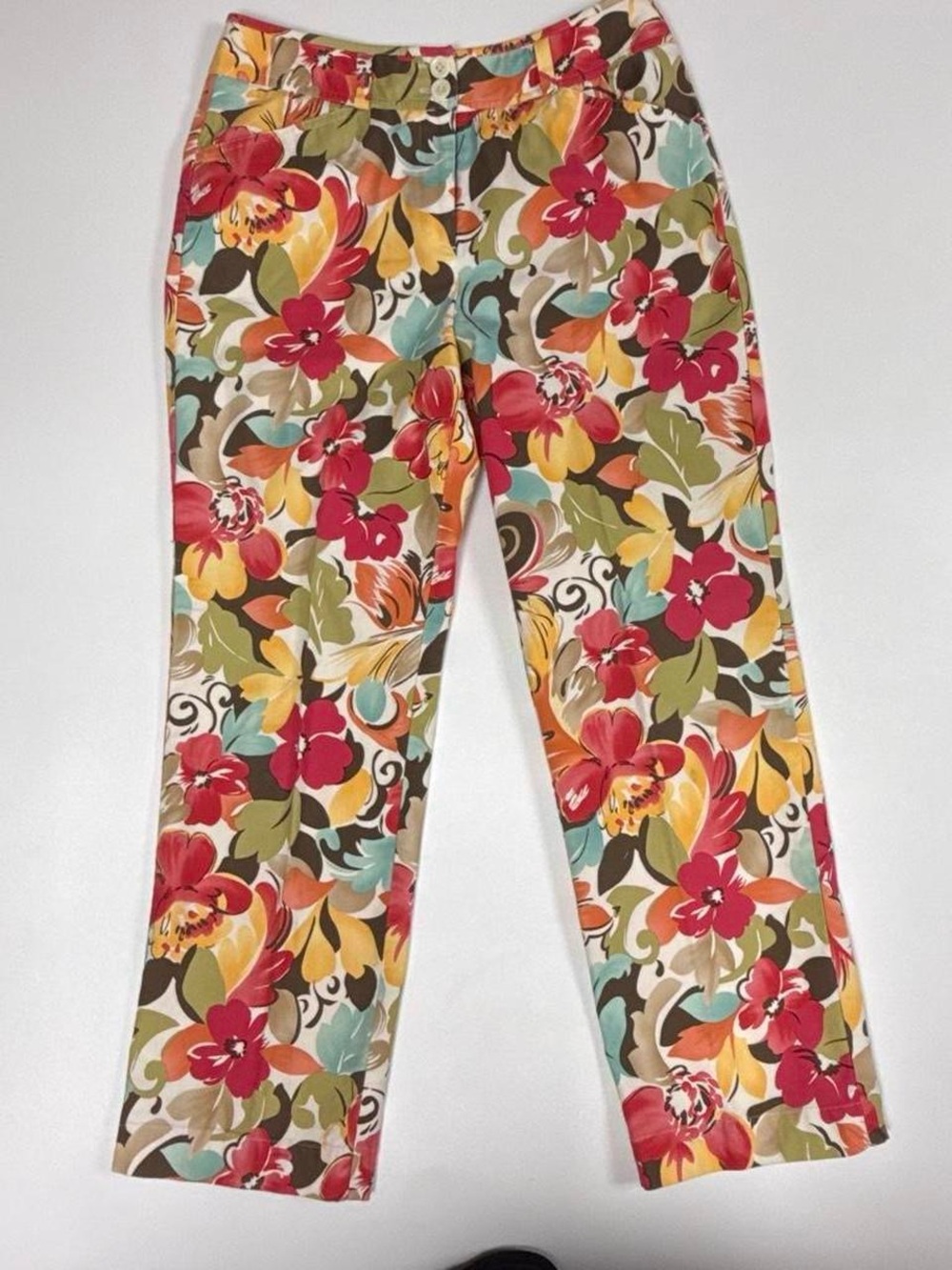 Talbots Petites Floral Print Stretch Pants Size 10P